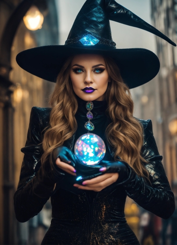 Lip, Witch Hat, Hairstyle, Hat, Purple, Black