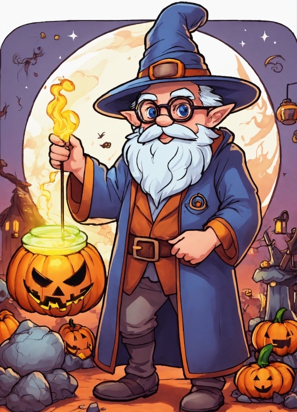 Cartoon, Beard, Calabaza, Art, Fictional Character, Gourd