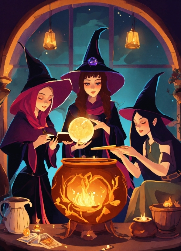 Witch Hat, Hat, Orange, Art, Fun, Event