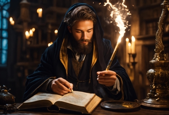 Head, Candle, Book, Wax, Beard, Event