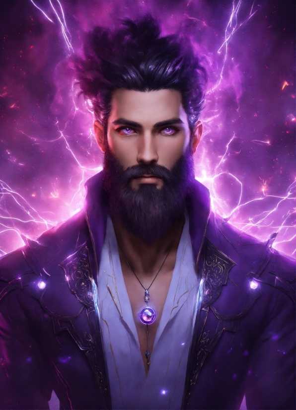 Eye, Purple, Light, Beard, Flash Photography, Lightning