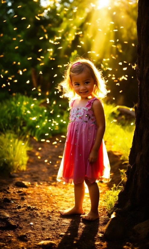 Hair, Plant, People In Nature, One-piece Garment, Flash Photography, Branch