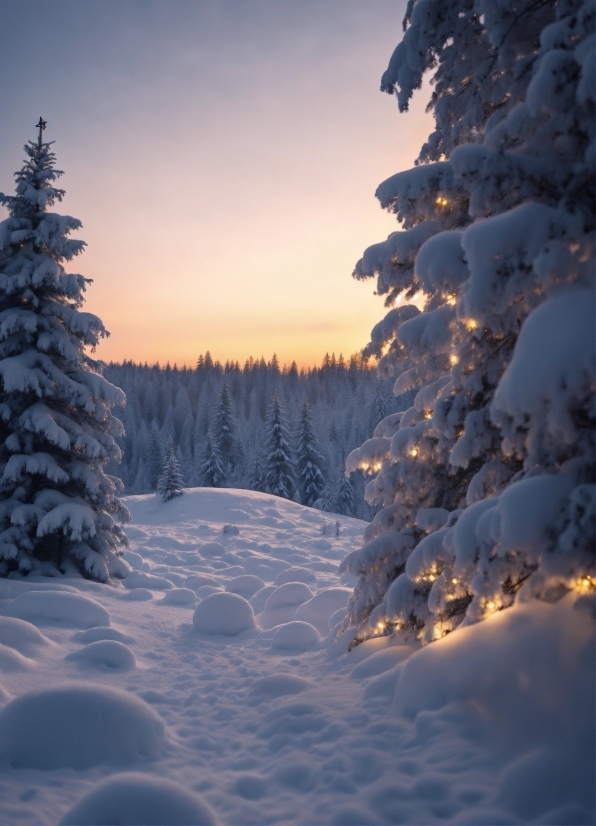 Snow, Sky, Atmosphere, Cloud, Natural Landscape, Plant