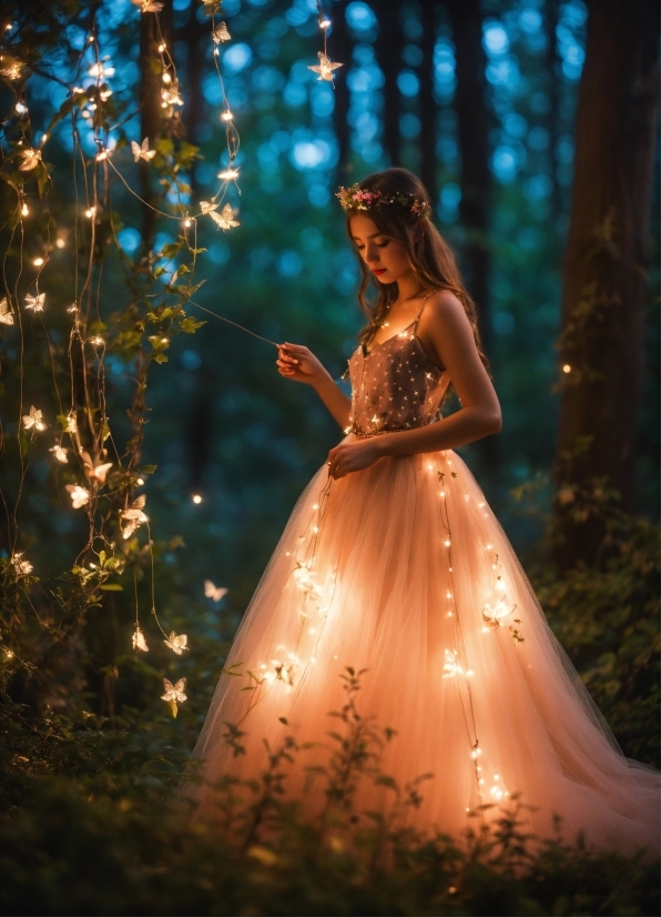 Hair, Wedding Dress, People In Nature, Dress, Nature, Flash Photography