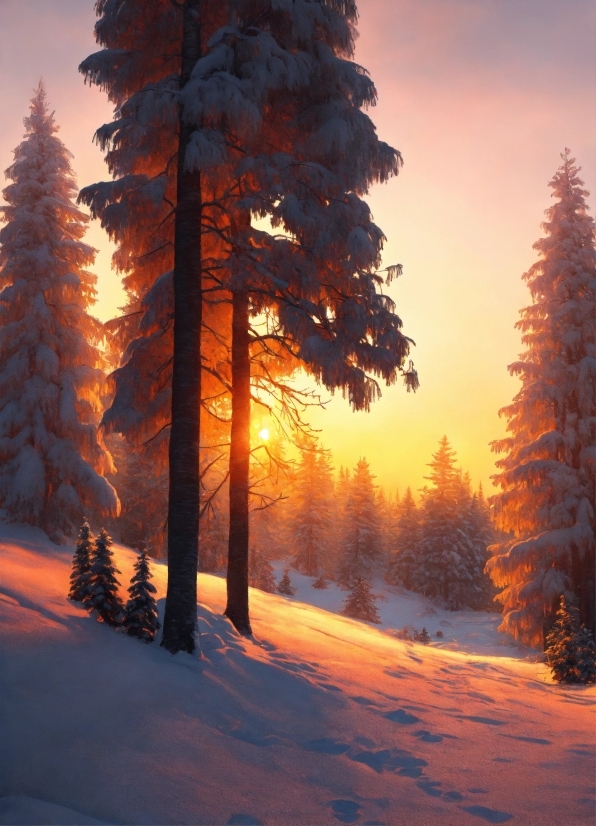 Sky, Atmosphere, Snow, Light, Natural Landscape, Afterglow