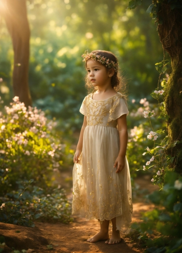 Plant, People In Nature, One-piece Garment, Flash Photography, Branch, Happy