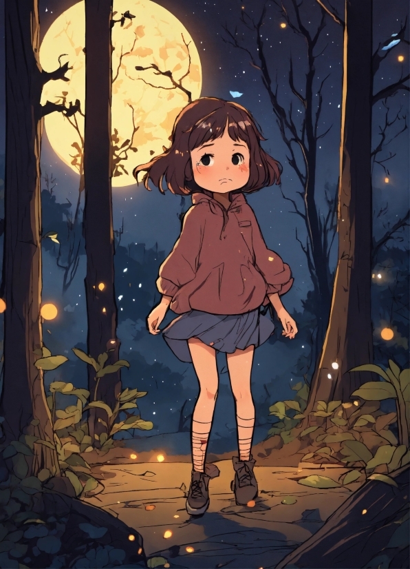 Plant, Branch, People In Nature, Lighting, Cartoon, Dress