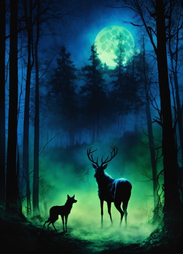 Atmosphere, Plant, Sky, Moon, Light, Elk