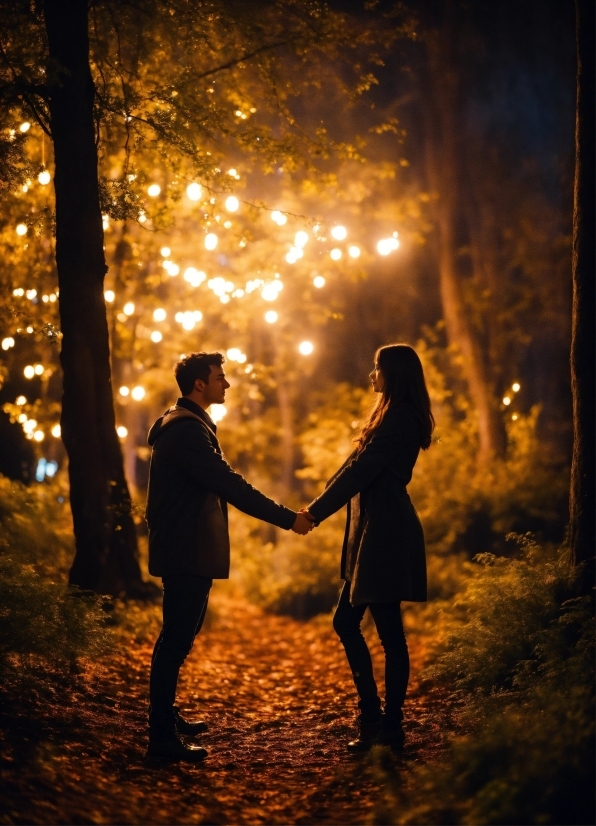 People In Nature, Light, Flash Photography, Happy, Standing, Tree