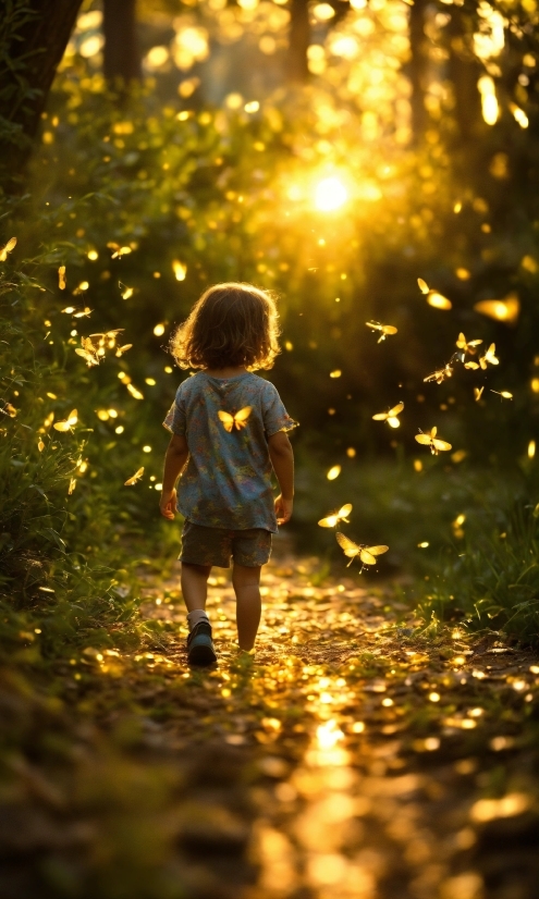 Atmosphere, People In Nature, Flash Photography, Branch, Plant, Orange