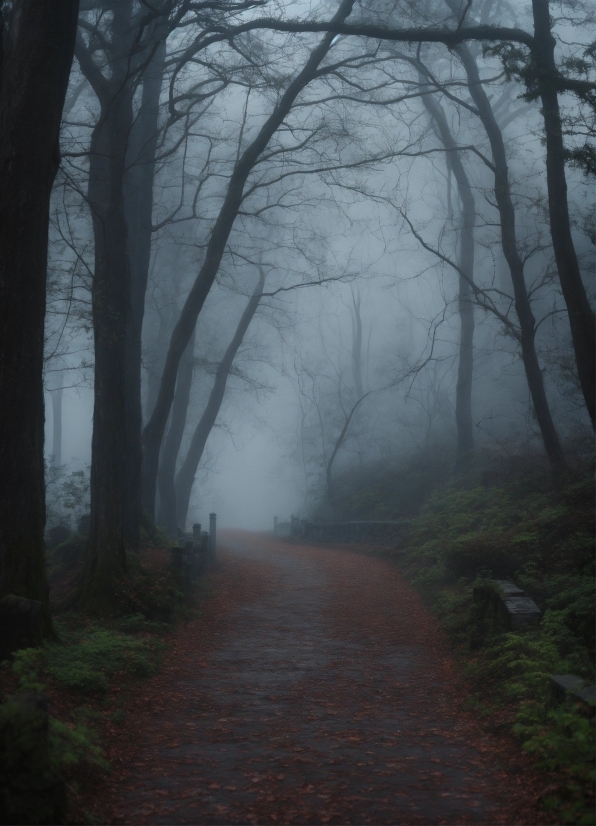 Plant, Atmosphere, Fog, Leaf, Road Surface, Tree