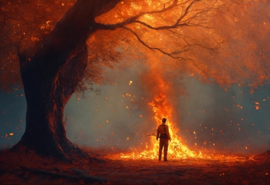 Plant, Tree, Branch, Fire, Wood, Atmospheric Phenomenon