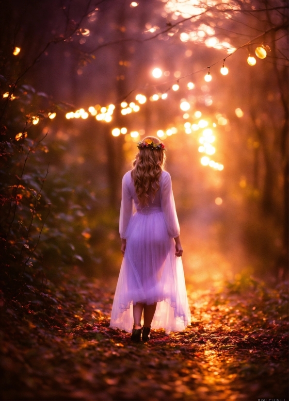 Hair, People In Nature, Plant, Flash Photography, Branch, Dress