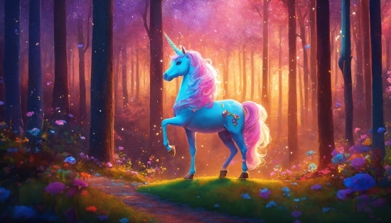 Horse, Purple, Plant, Pink, Entertainment, Art