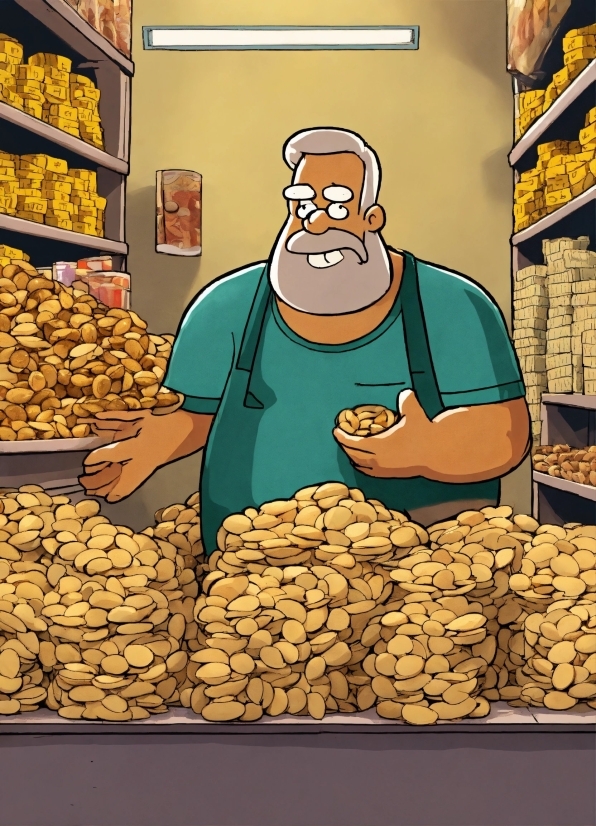 Food, Cartoon, Ingredient, Natural Foods, Junk Food, Beard