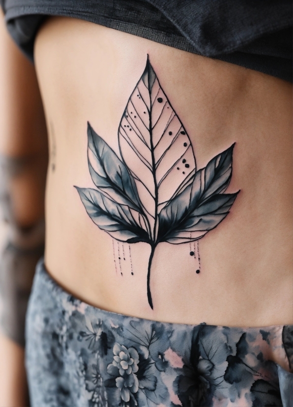 White, Black, Plant, Sleeve, Tattoo, Feather