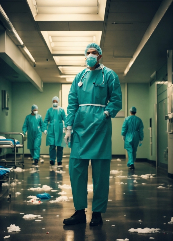 Workwear, Blue, Coat, Standing, Scrubs, Aqua