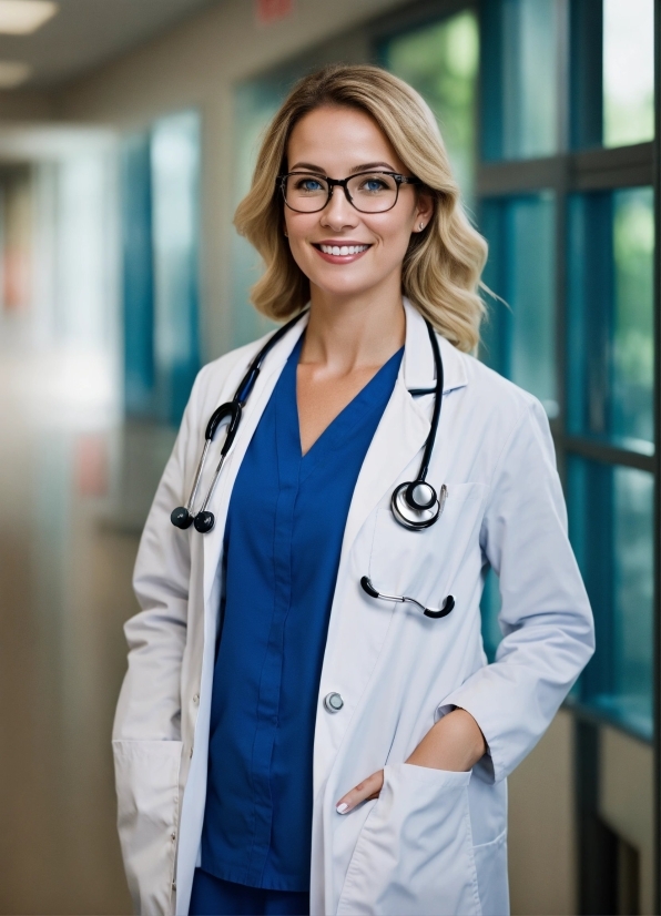 Face, Glasses, Smile, White Coat, Coat, Health Care