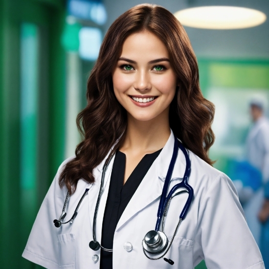 Smile, Eyelash, Neck, Sleeve, Health Care, Stethoscope