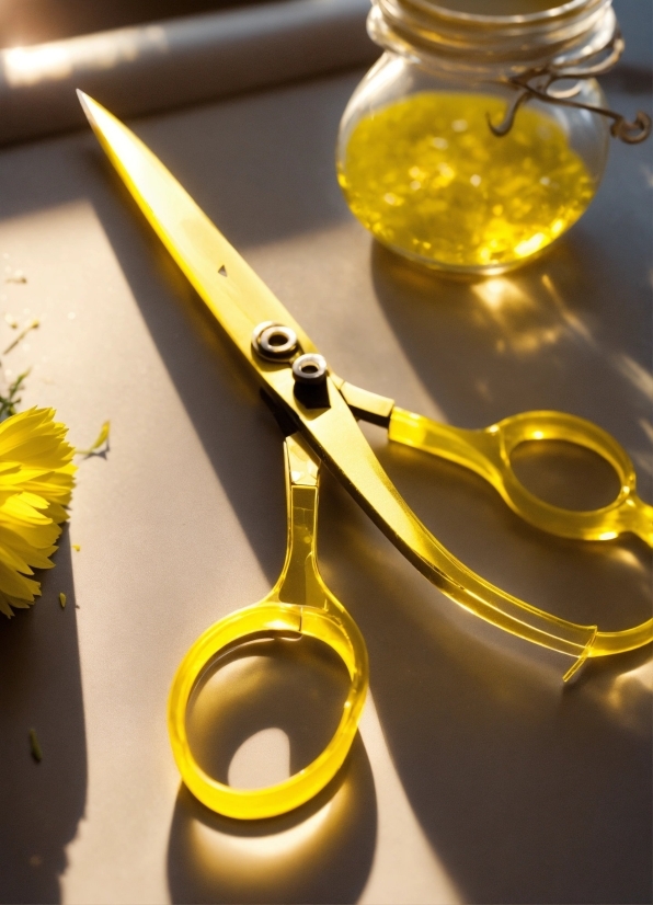 Tableware, Yellow, Eyewear, Scissors, Cutlery, Kitchen Utensil