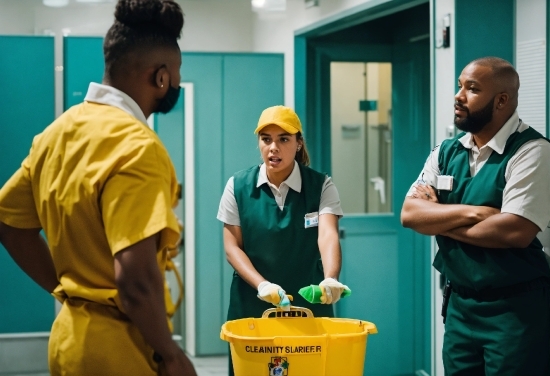 Yellow, Apron, Scrubs, Hat, Health Care Provider, Gas