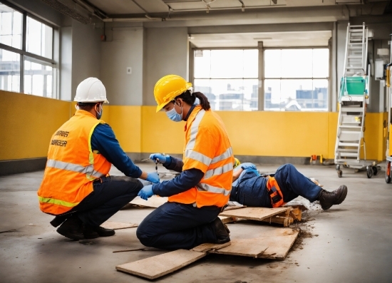 Workwear, Hard Hat, Helmet, Window, Tradesman, Floor