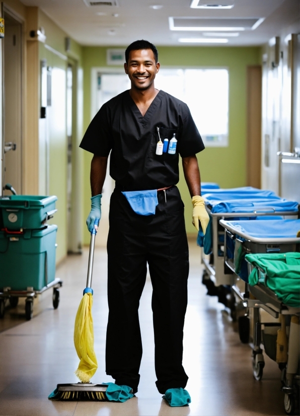 Joint, Smile, Blue, Standing, Workwear, Window