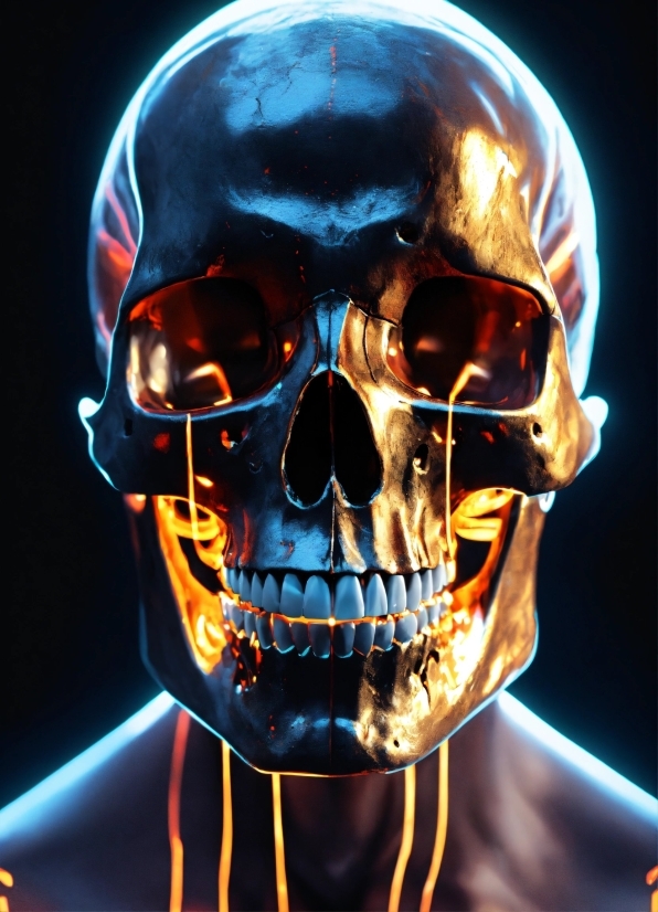 Jaw, Bone, Skull, Art, Sleeve, Electric Blue