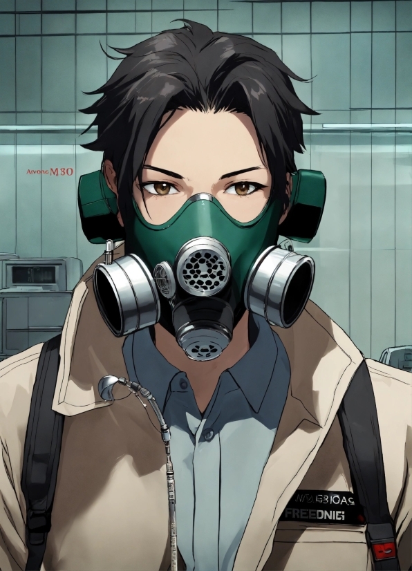 Cartoon, Cool, Gas Mask, Art, Audio Equipment, Fictional Character