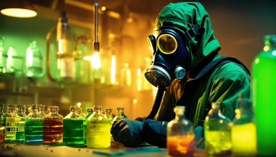 Drinkware, Green, Bottle, Fluid, Lighting, Gas Mask