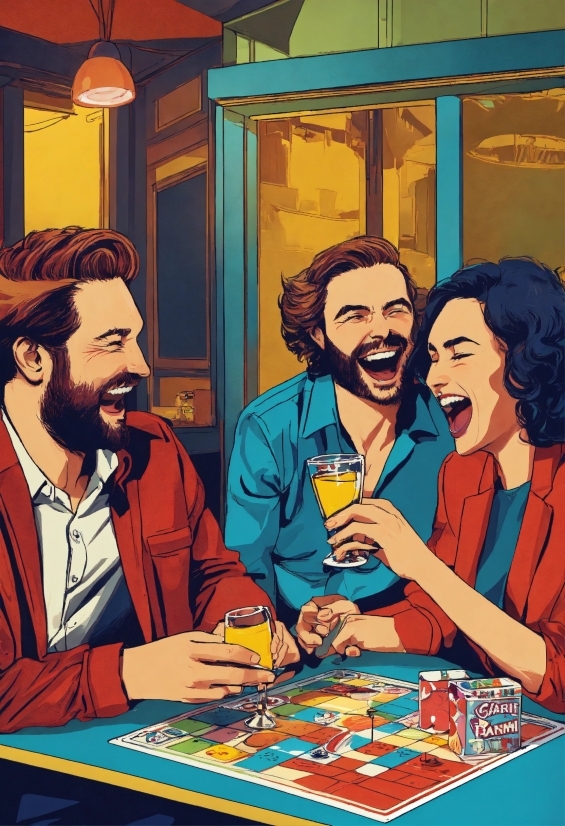 Smile, Sharing, Art, Fun, Beard, Table