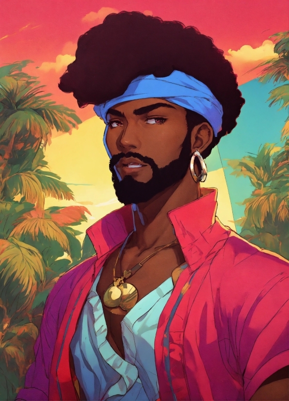 Forehead, Hairstyle, Human, Beard, Art, Painting
