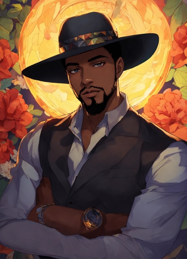 Watch, Hat, Sun Hat, Fedora, Beard, Art