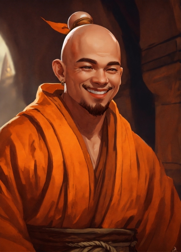 Forehead, Smile, Orange, Art, Monk, Sculpture