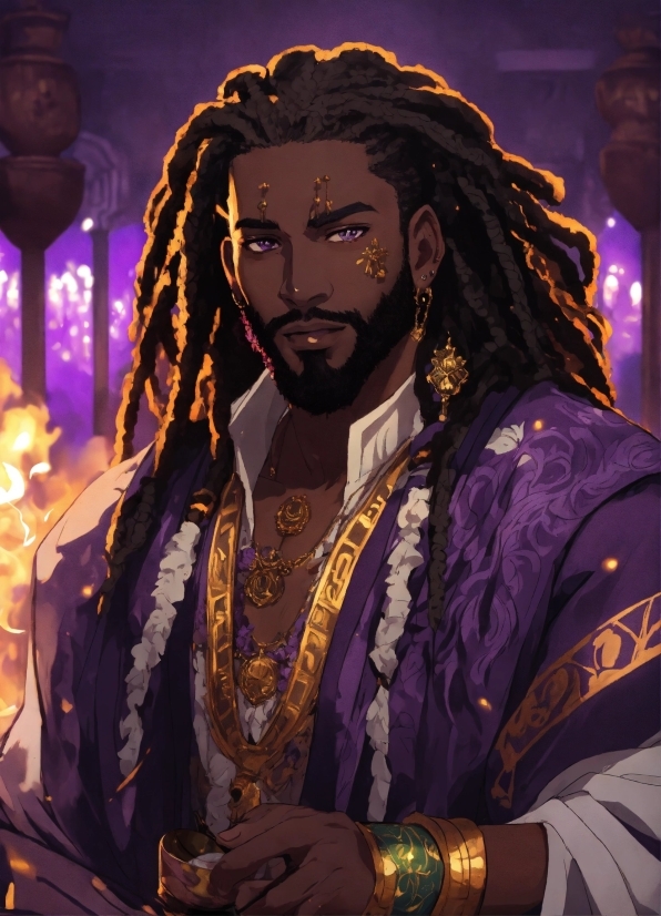 Black, Beard, Purple, Cool, Art, Dreadlocks