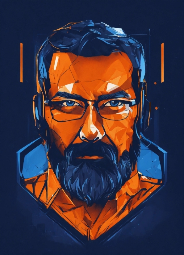 Jaw, Orange, Art, Electric Blue, Painting, Beard