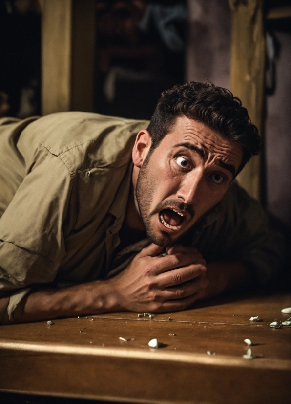 Flash Photography, Wood, Facial Hair, Eyewear, Darkness, Sitting