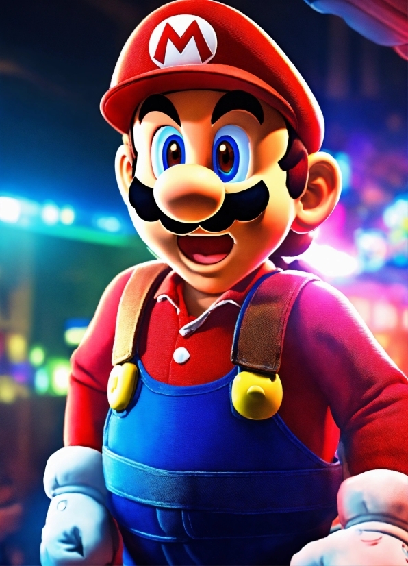 Smile, Mario, Blue, Cartoon, Gesture, Fun