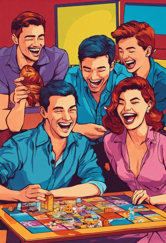 Smile, Table, Cartoon, Sharing, Art, Fun