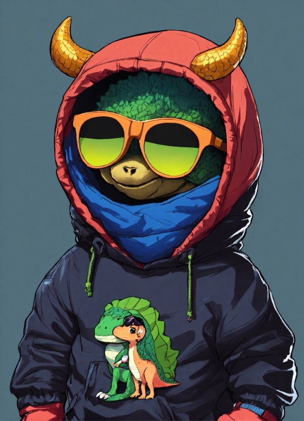 Head, Green, Goggles, Sleeve, Cartoon, Mammal