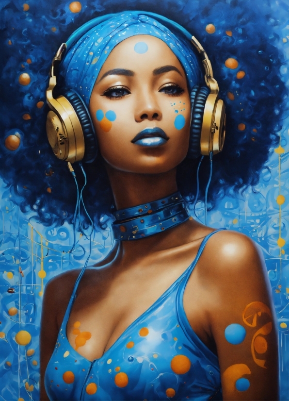 Microphone, Hairstyle, Blue, Hearing, Art, Music Artist