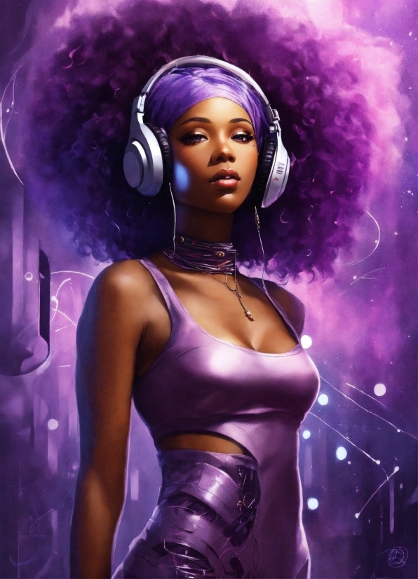 Hairstyle, Purple, Fashion, Violet, Cg Artwork, Black Hair