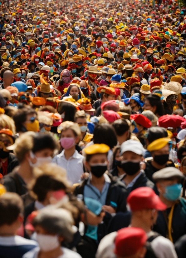 Hair, Photograph, Hat, Yellow, Crowd, Community