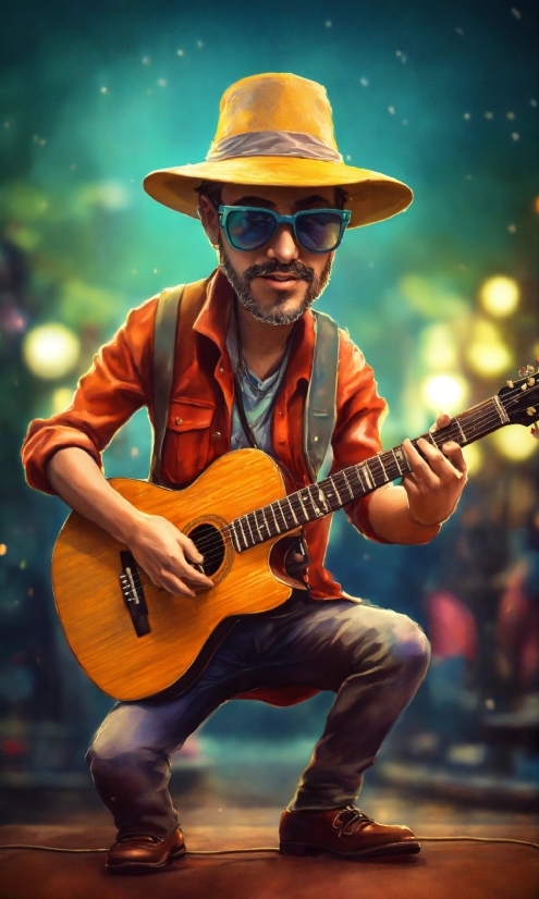 Musical Instrument, Musician, Hat, Guitar, String Instrument, Fedora