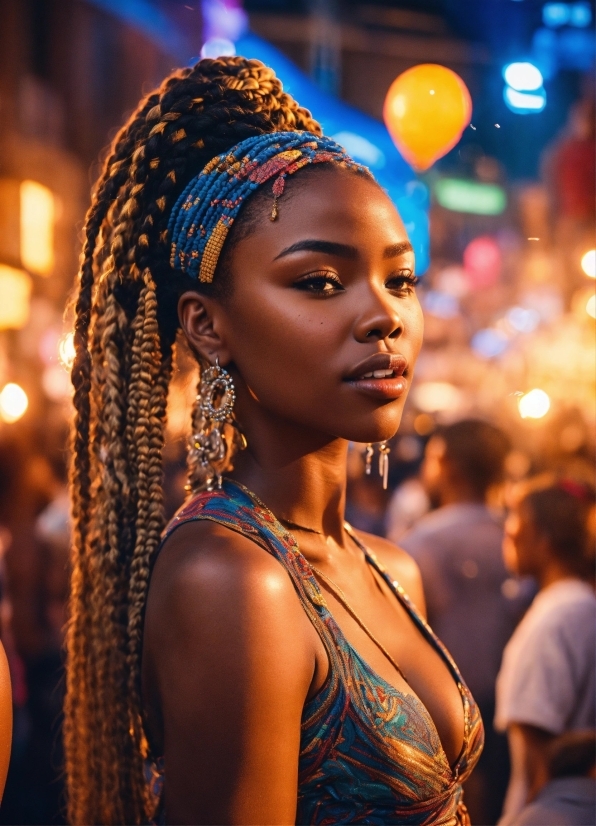 Photograph, Light, Blue, Fashion, Cornrows, Microphone