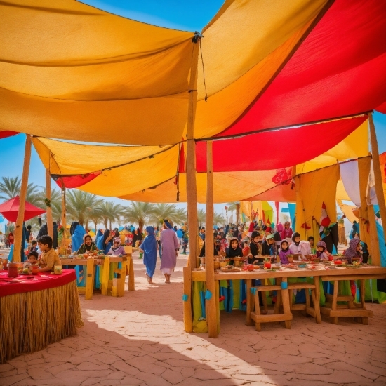 Tent, Shade, Table, Orange, Yellow, Leisure