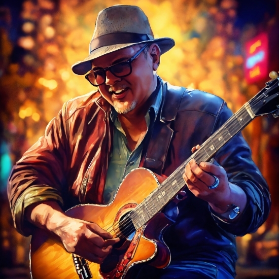 Musical Instrument, Hat, Guitar, Fedora, Smile, Sun Hat