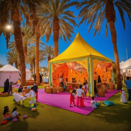 Sky, Tent, Yellow, Tree, Shade, Umbrella