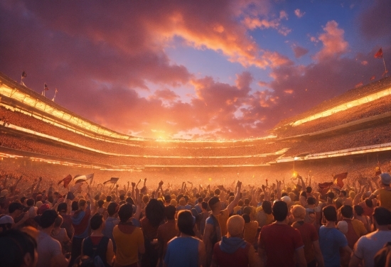 Cloud, Atmosphere, Sky, Lighting, Orange, Crowd