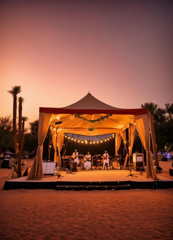 Sky, Tent, Building, Shade, Tree, Landscape